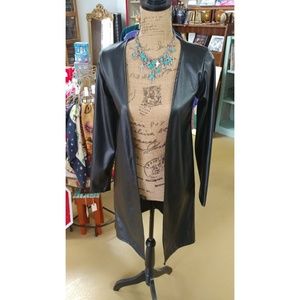 Faux Leather Open Front Leather
